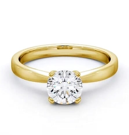 Round Diamond Contemporary Engagement Ring 18K Yellow Gold Solitaire ENRD4_YG_THUMB2 