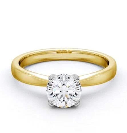 Round Diamond Contemporary Engagement Ring 18K Yellow and White Gold Solitaire ENRD4_YWG_THUMB1