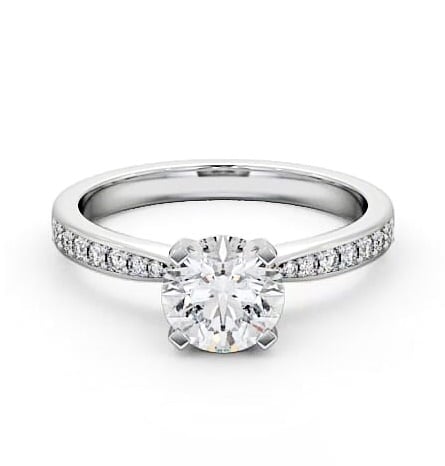 Round Diamond Contemporary Style Engagement Ring Platinum Solitaire ENRD4S_WG_THUMB1