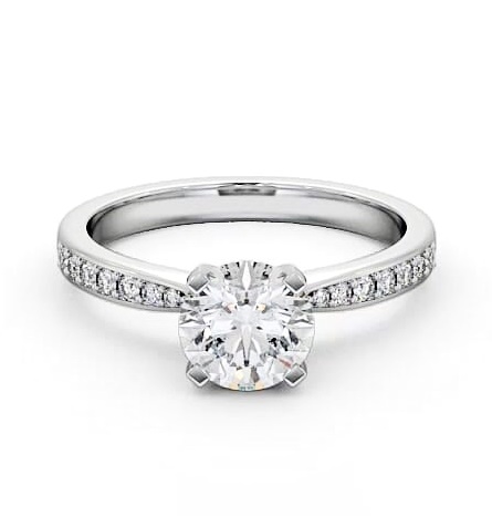 Round Diamond Contemporary Style Ring 18K White Gold Solitaire ENRD4S_WG_THUMB2 