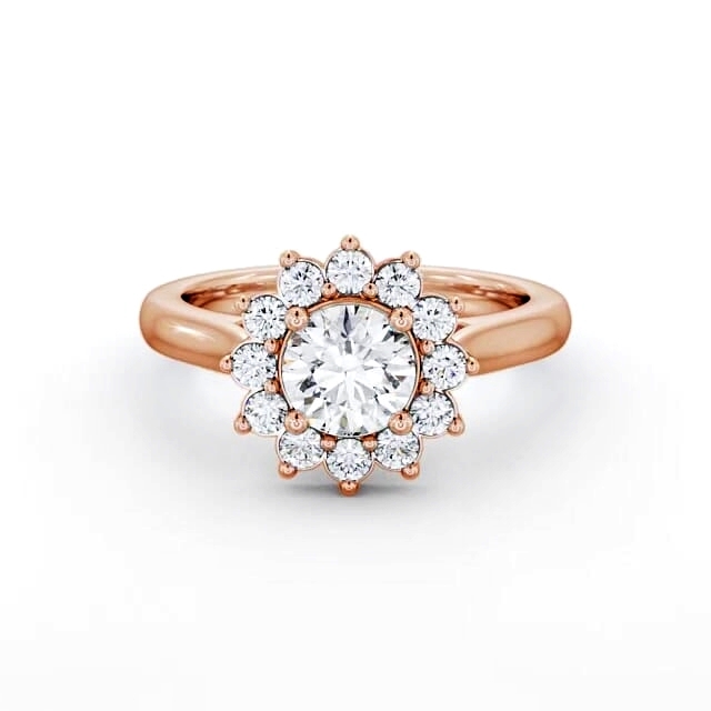 Cluster Round Diamond Engagement Ring 9K Rose Gold - Mirabella ENRD50_RG_HAND