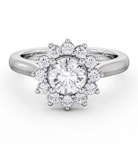 Cluster Round Diamond Halo Engagement Ring Platinum ENRD50_WG_THUMB1