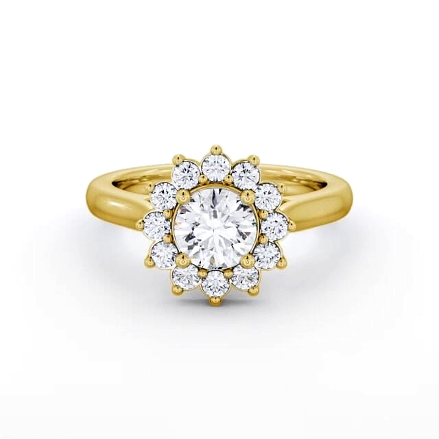 Cluster Round Diamond Engagement Ring 9K Yellow Gold - Mirabella ENRD50_YG_HAND