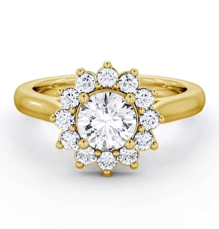 Cluster Round Diamond Halo Engagement Ring 18K Yellow Gold ENRD50_YG_THUMB1