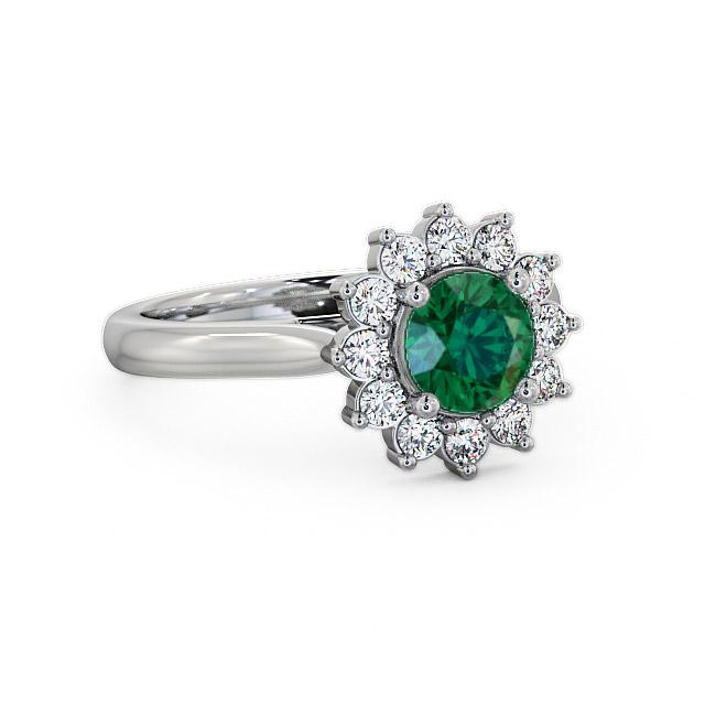 Cluster Emerald and Diamond 1.24ct Ring 18K White Gold - Carmella ENRD50GEM_WG_EM_HAND