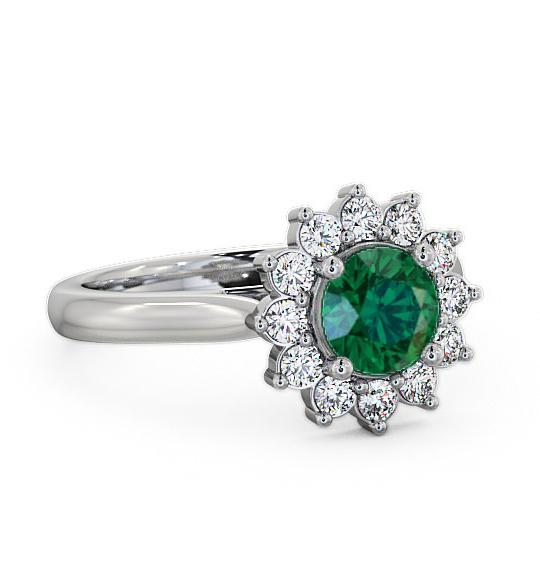 Cluster Emerald and Diamond 1.24ct Ring 18K White Gold ENRD50GEM_WG_EM_THUMB1