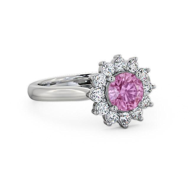 Cluster Pink Sapphire and Diamond 1.49ct Ring 18K White Gold - Carmella ENRD50GEM_WG_PS_HAND