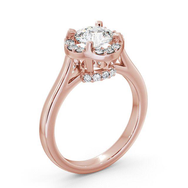 Halo Round Diamond Engagement Ring 18K Rose Gold - Clara ENRD51_RG_HAND