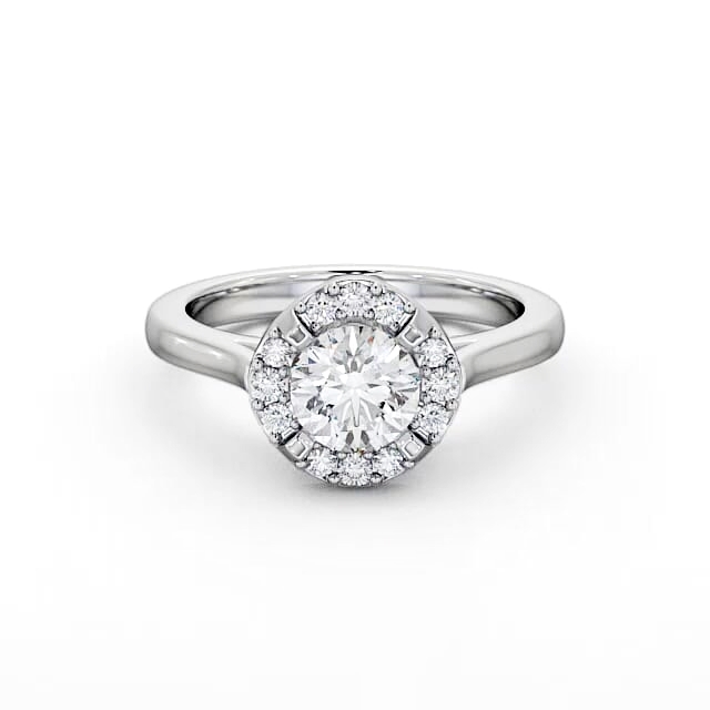 Halo Round Diamond Engagement Ring 18K White Gold - Clara ENRD51_WG_HAND