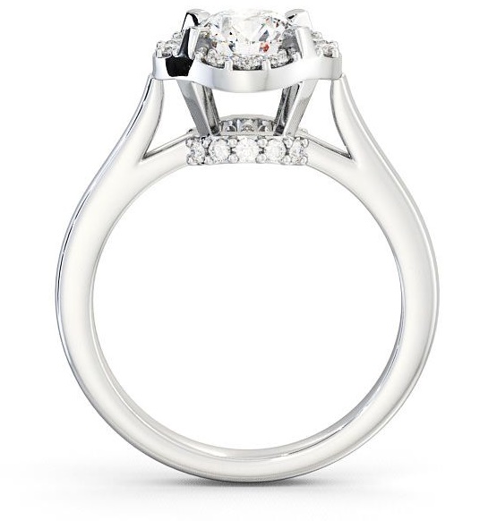 Halo Round Diamond Unique Engagement Ring Platinum ENRD51_WG_THUMB1 