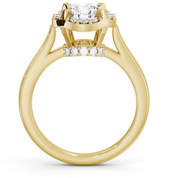 Halo Round Diamond Unique Engagement Ring 18K Yellow Gold ENRD51_YG_THUMB1 