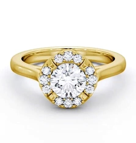 Halo Round Diamond Unique Engagement Ring 9K Yellow Gold ENRD51_YG_THUMB1