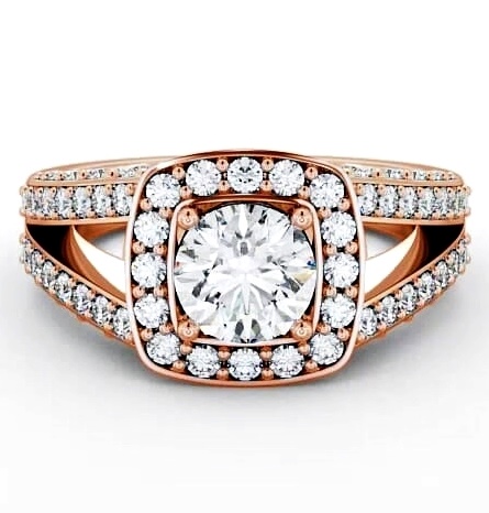 Halo Round Diamond Glamorous Engagement Ring 9K Rose Gold ENRD52_RG_THUMB1
