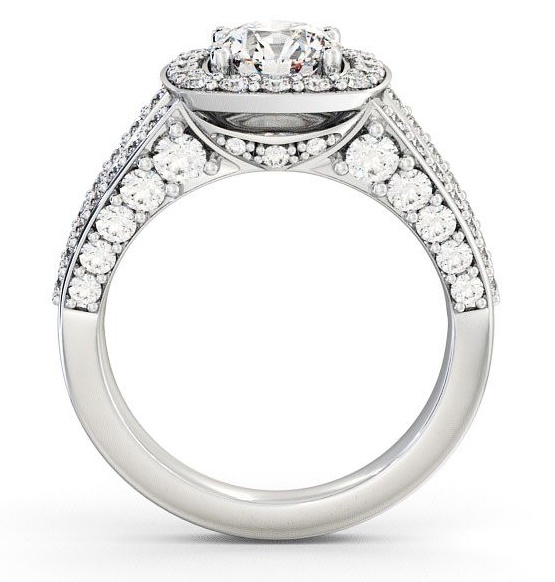 Halo Round Diamond Glamorous Engagement Ring 18K White Gold ENRD52_WG_THUMB1