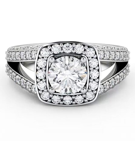 Halo Round Diamond Glamorous Engagement Ring 18K White Gold ENRD52_WG_THUMB2 