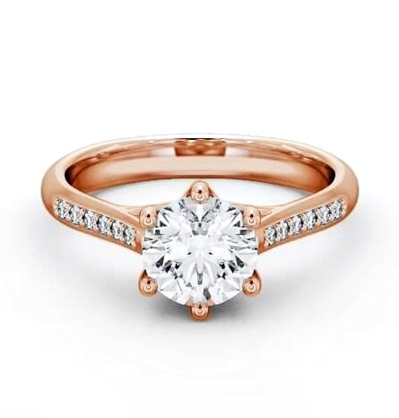 Round Diamond Trellis Style 6 Prong Ring 18K Rose Gold Solitaire ENRD53S_RG_THUMB1