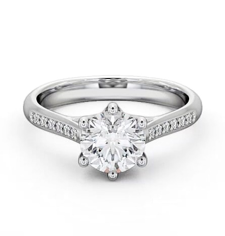 Round Diamond Trellis Style 6 Prong Ring 18K White Gold Solitaire ENRD53S_WG_THUMB1