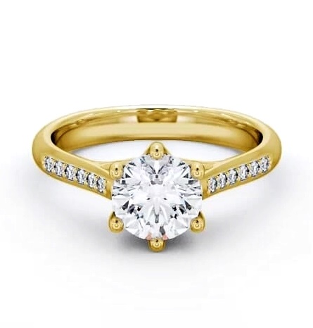 Round Diamond Trellis Style 6 Prong Ring 18K Yellow Gold Solitaire ENRD53S_YG_THUMB2 