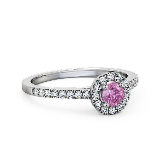 Halo Pink Sapphire and Diamond 0.58ct Ring 18K White Gold - Tamiah ENRD54GEM_WG_PS_HAND
