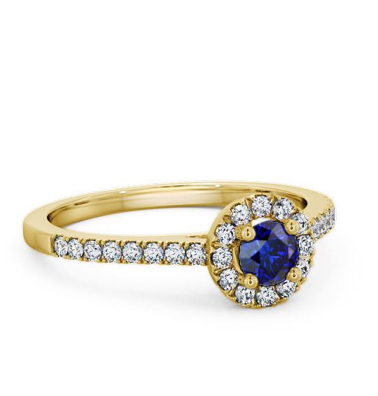 Halo Blue Sapphire and Diamond 0.58ct Ring 18K Yellow Gold ENRD54GEM_YG_BS_THUMB1