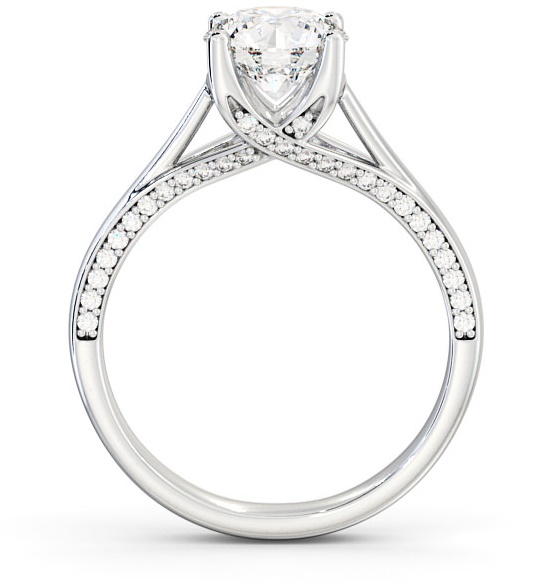Round Diamond 4 Prong Engagement Ring 18K White Gold Solitaire with Channel Set Side Stones ENRD56_WG_THUMB1