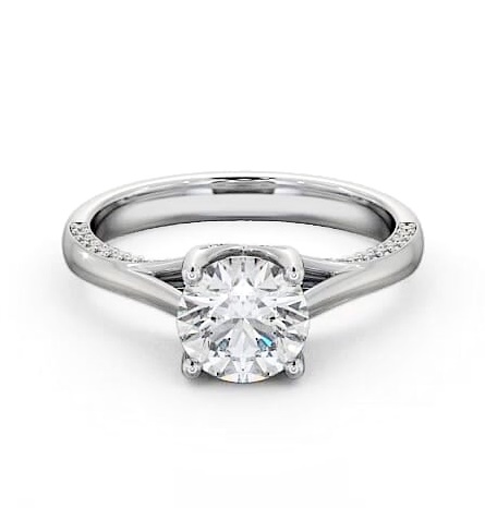 Round Diamond 4 Prong Engagement Ring Palladium Solitaire with Channel ENRD56_WG_THUMB1