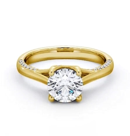 Round Diamond 4 Prong Engagement Ring 9K Yellow Gold Solitaire ENRD56_YG_THUMB2 
