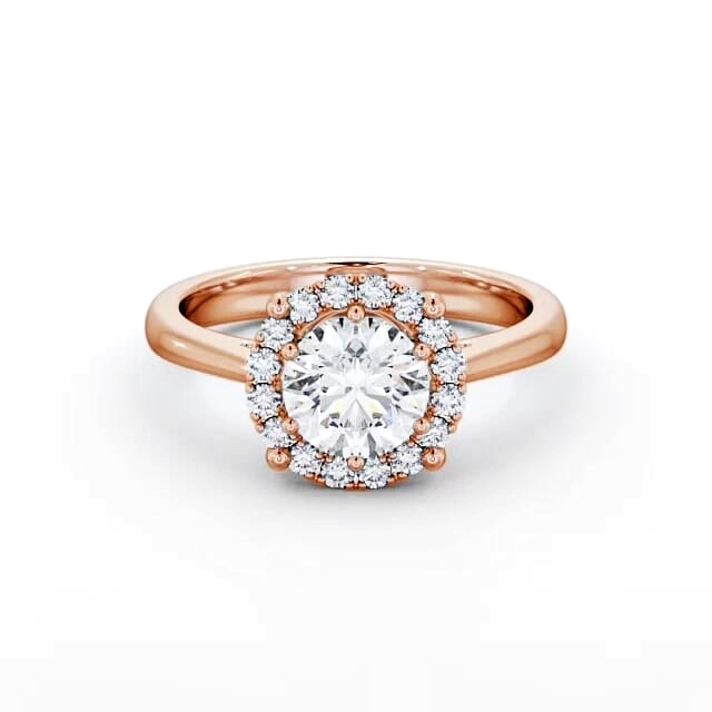 Halo Round Diamond Engagement Ring 9K Rose Gold - Sahara ENRD57_RG_HAND
