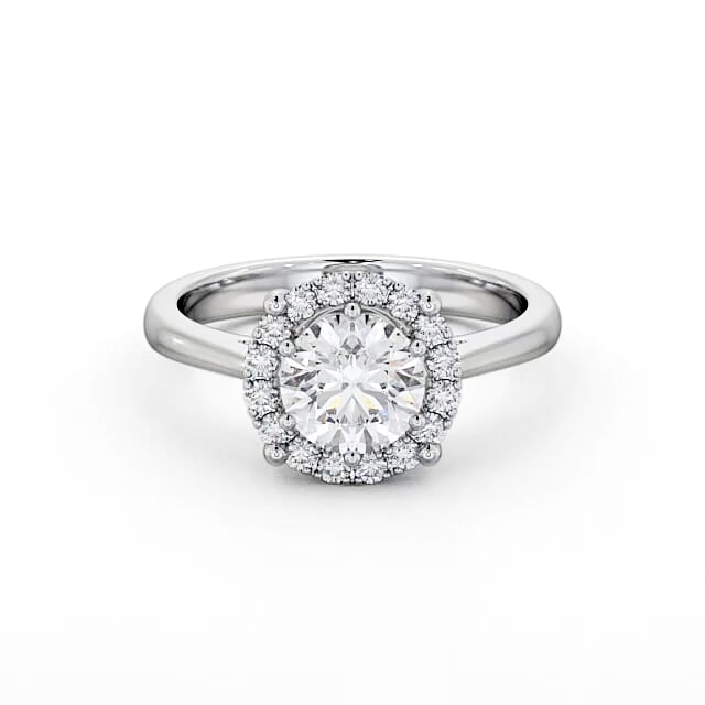 Halo Round Diamond Engagement Ring Platinum - Sahara ENRD57_WG_HAND