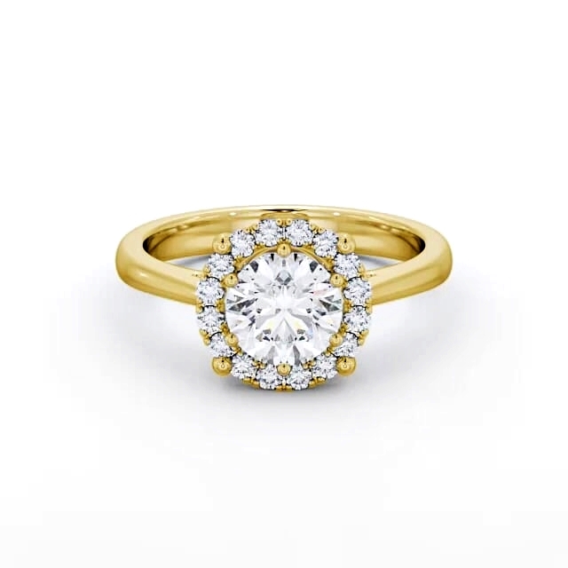 Halo Round Diamond Engagement Ring 9K Yellow Gold - Sahara ENRD57_YG_HAND