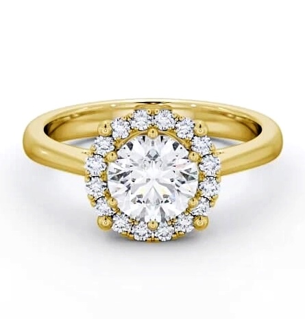 Halo Round Diamond Basket Style Engagement Ring 18K Yellow Gold ENRD57_YG_THUMB1