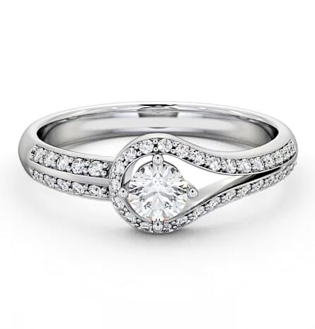 Halo Round Diamond Loop Design Engagement Ring 18K White Gold ENRD58_WG_THUMB2 