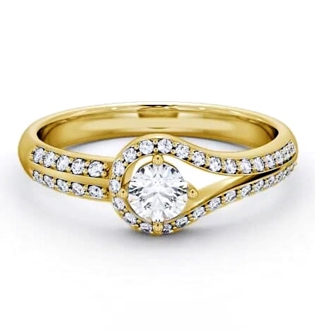 Halo Round Diamond Loop Design Engagement Ring 9K Yellow Gold ENRD58_YG_THUMB2 