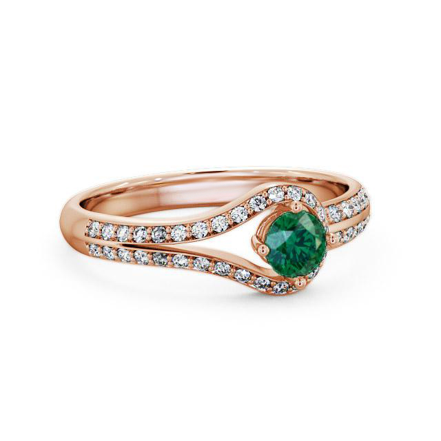 Open Halo Emerald and Diamond 0.50ct Ring 9K Rose Gold - Arriana ENRD58GEM_RG_EM_HAND