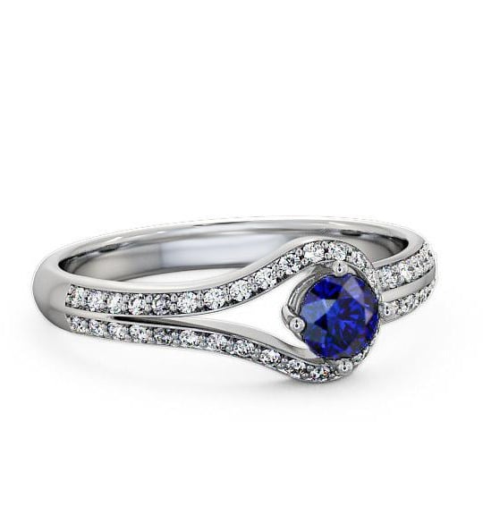 Open Halo Blue Sapphire and Diamond 0.57ct Ring 18K White Gold ENRD58GEM_WG_BS_THUMB2 