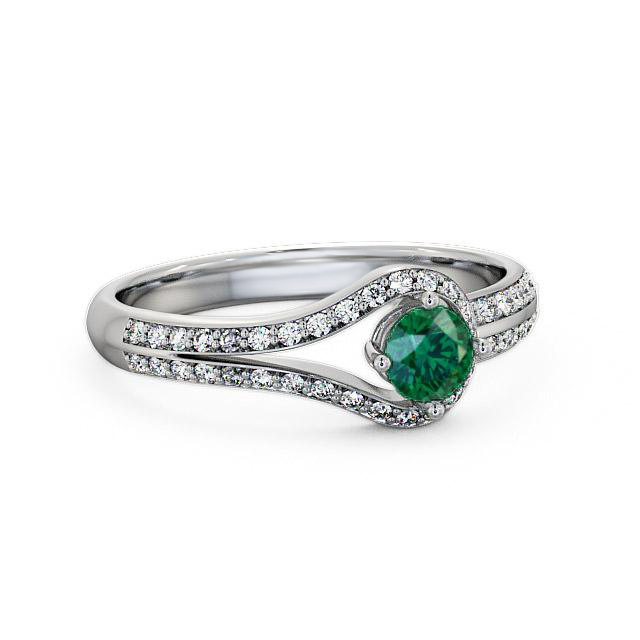 Open Halo Emerald and Diamond 0.50ct Ring Platinum - Arriana ENRD58GEM_WG_EM_HAND