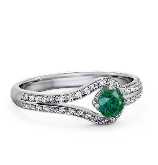 Open Halo Emerald and Diamond 0.50ct Ring Palladium ENRD58GEM_WG_EM_THUMB1