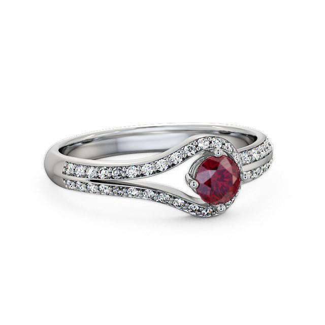Open Halo Ruby and Diamond 0.57ct Ring 18K White Gold - Arriana ENRD58GEM_WG_RU_HAND