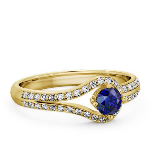 Open Halo Blue Sapphire and Diamond 0.57ct Ring 9K Yellow Gold ENRD58GEM_YG_BS_THUMB1