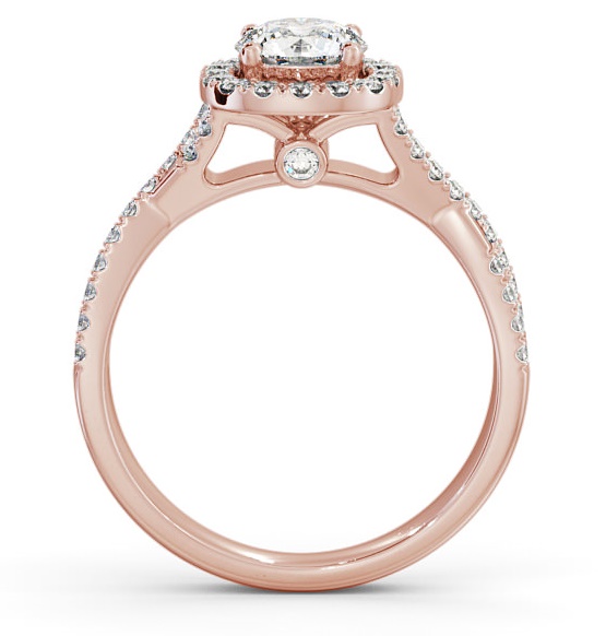 Halo Round Diamond Cross Over Band Engagement Ring 18K Rose Gold ENRD59_RG_THUMB1 