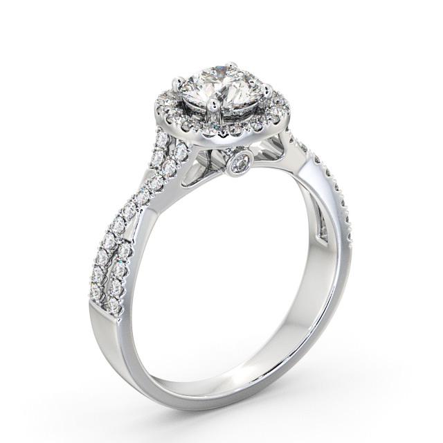 Halo Round Diamond Engagement Ring Platinum - Roma ENRD59_WG_HAND
