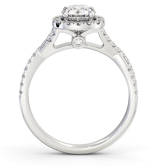 Halo Round Diamond Cross Over Band Engagement Ring 9K White Gold ENRD59_WG_THUMB1 