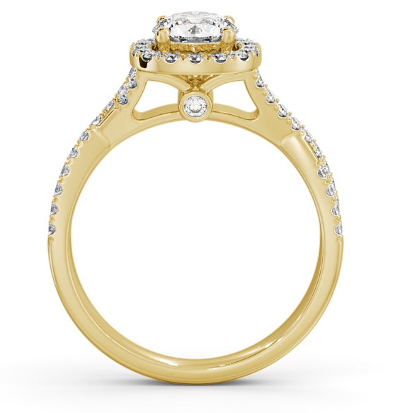 Halo Round Diamond Cross Over Band Engagement Ring 9K Yellow Gold ENRD59_YG_THUMB1 