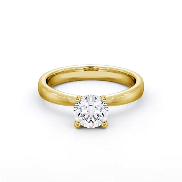 Round Diamond Engagement Ring 9K Yellow Gold Solitaire - Enya ENRD5_YG_HAND