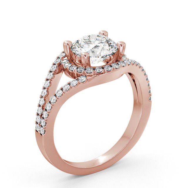 Halo Round Diamond Engagement Ring 9K Rose Gold - Kristine ENRD60_RG_HAND