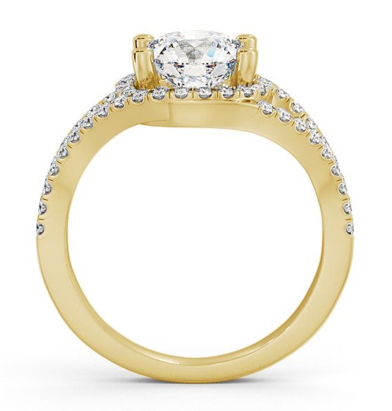 Halo Round Diamond Split Band Engagement Ring 9K Yellow Gold ENRD60_YG_THUMB1