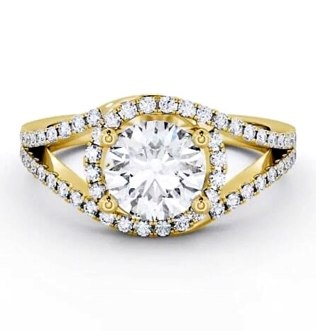 Halo Round Diamond Split Band Engagement Ring 18K Yellow Gold ENRD60_YG_THUMB1