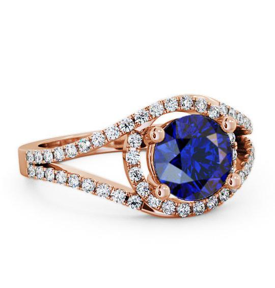 Halo Blue Sapphire and Diamond 1.94ct Ring 18K Rose Gold ENRD60GEM_RG_BS_THUMB1