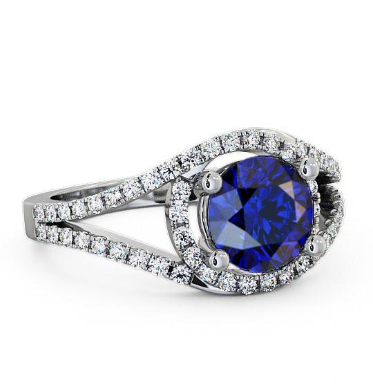 Halo Blue Sapphire and Diamond 1.94ct Ring 18K White Gold ENRD60GEM_WG_BS_THUMB1