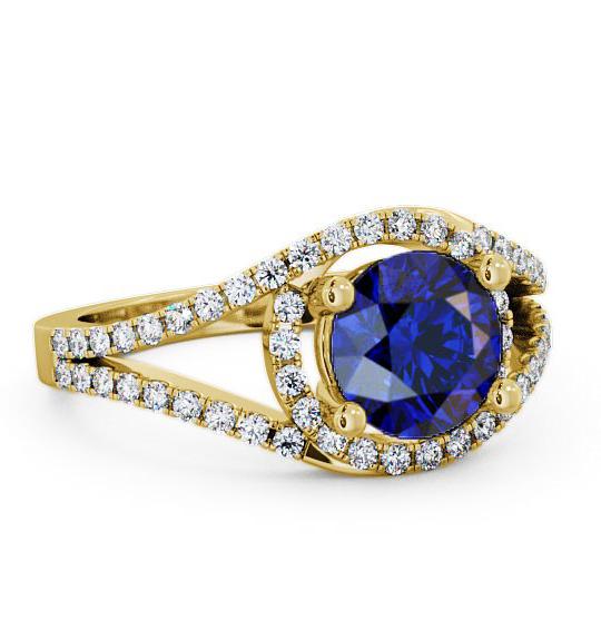 Halo Blue Sapphire and Diamond 1.94ct Ring 9K Yellow Gold ENRD60GEM_YG_BS_THUMB1